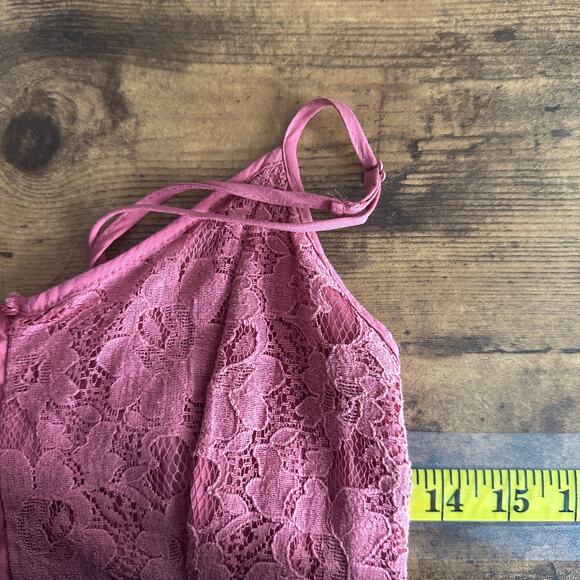 Prince and Fox Babydoll Mini Dress Small Pink Spaghetti Strap Lacey Going Out - Picture 3 of 7